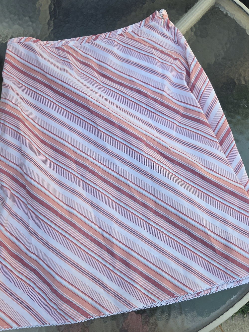 Abercrombie & Fitch Pink and White Striped A-Line Skirt